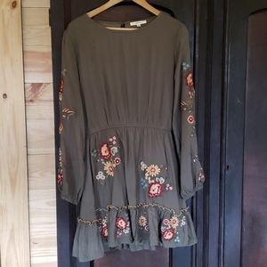 Olive green embroidered dress/tunic